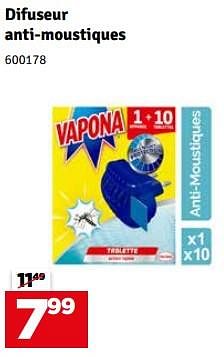 Promotions Difuseur anti-moustiques - Vapona - Valide de 04/06/2024 à 30/06/2024 chez Mr. Bricolage