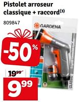 Promotions Pistolet arroseur classique + raccord - Gardena - Valide de 04/06/2024 à 30/06/2024 chez Mr. Bricolage