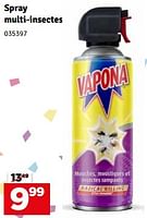 Promotions Spray multi-insectes - Vapona - Valide de 04/06/2024 à 30/06/2024 chez Mr. Bricolage