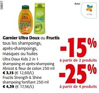 Promotions Garnier ultra doux ou fructis tous les shampoings, après-shampoings, masques ou huiles - Garnier - Valide de 19/06/2024 à 01/07/2024 chez Colruyt