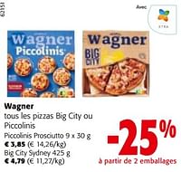 Promotions Wagner tous les pizzas big city ou piccolinis - Original Wagner - Valide de 19/06/2024 à 01/07/2024 chez Colruyt