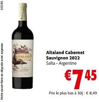 Promotions Altaland cabernet sauvignon 2022 salta - argentine - Vins rouges - Valide de 19/06/2024 à 01/07/2024 chez Colruyt