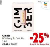 Promotions Gimber n°1 ready to drink bio - Gimber - Valide de 19/06/2024 à 01/07/2024 chez Colruyt