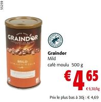 Promotions Graindor mild café moulu - Graindor - Valide de 19/06/2024 à 01/07/2024 chez Colruyt