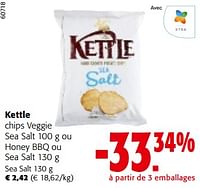 Promotions Kettle chips veggie sea salt ou honey bbq ou sea salt - Kettle - Valide de 19/06/2024 à 01/07/2024 chez Colruyt