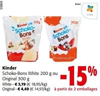 Promotions Kinder schoko-bons white ou original - Kinder - Valide de 19/06/2024 à 01/07/2024 chez Colruyt