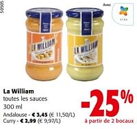 Promotions La william toutes les sauces - La William - Valide de 19/06/2024 à 01/07/2024 chez Colruyt
