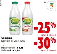 Promoties Campina halfvolle of volle melk - Campina - Geldig van 19/06/2024 tot 01/07/2024 bij Colruyt