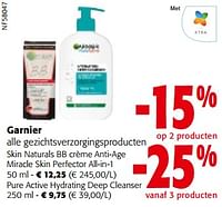 Promoties Garnier alle gezichtsverzorgingsproducten - Garnier - Geldig van 19/06/2024 tot 01/07/2024 bij Colruyt