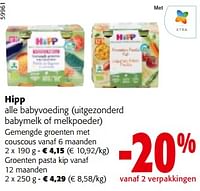 Promoties Hipp alle babyvoeding - Hipp - Geldig van 19/06/2024 tot 01/07/2024 bij Colruyt