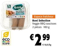 Promotions Boni selection veggie bbq saucisses - Boni - Valide de 19/06/2024 à 01/07/2024 chez Colruyt