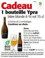 Promotions Omer bière blonde forte - Omer - Valide de 19/06/2024 à 01/07/2024 chez Colruyt