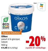 Promotions Oikos yaourt à la grecque nature - Oikos - Valide de 19/06/2024 à 01/07/2024 chez Colruyt
