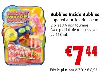 Promotions Bubbles inside bubbles appareil à bulles de savon - Produit maison - Colruyt - Valide de 19/06/2024 à 01/07/2024 chez Colruyt