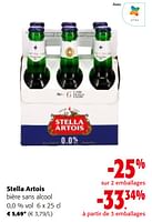 Promotions Stella artois bière sans alcool 0,0 % vol - Stella Artois - Valide de 19/06/2024 à 01/07/2024 chez Colruyt