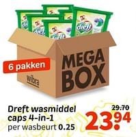 Promoties Dreft wasmiddel caps 4-in-1 - Dreft - Geldig van 23/06/2024 tot 30/06/2024 bij Wibra