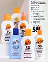 Promoties Malibu zonnebrand lotion of lotion spray - Malibu - Geldig van 23/06/2024 tot 30/06/2024 bij Wibra
