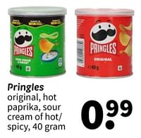 Promoties Pringles original, hot paprika, sour cream of hot- spicy - Pringles - Geldig van 23/06/2024 tot 30/06/2024 bij Wibra