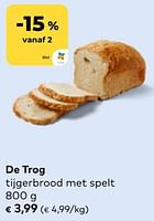 Promoties De trog tijgerbrood met spelt - De Trog - Geldig van 19/06/2024 tot 16/07/2024 bij Bioplanet