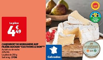 Promoties Camembert de normandie aop filière auchan - Huismerk - Auchan - Geldig van 25/06/2024 tot 30/06/2024 bij Auchan