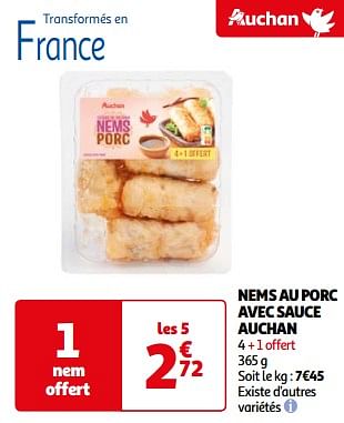 Promoties Nems au porc avec sauce auchan - Huismerk - Auchan - Geldig van 25/06/2024 tot 30/06/2024 bij Auchan