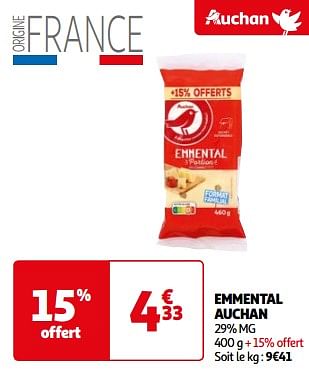 Promoties Emmental auchan - Huismerk - Auchan - Geldig van 25/06/2024 tot 30/06/2024 bij Auchan