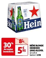Promoties Bière blonde heineken sans alcool - Heineken - Geldig van 25/06/2024 tot 30/06/2024 bij Auchan
