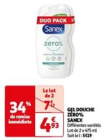 Promoties Gel douche zéro% sanex - Sanex - Geldig van 25/06/2024 tot 30/06/2024 bij Auchan