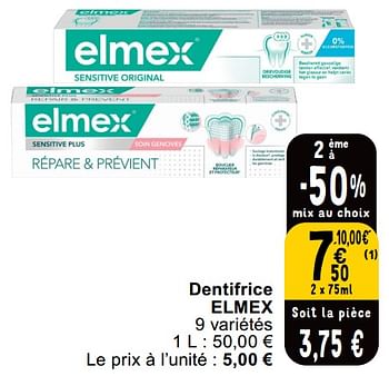 Promotions Dentifrice elmex - Elmex - Valide de 25/06/2024 à 01/07/2024 chez Cora