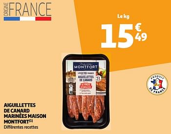 Promoties Aiguillettes de canard marinées maison montfort - Montfort - Geldig van 25/06/2024 tot 01/07/2024 bij Auchan