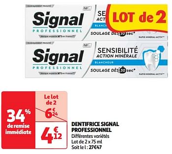 Promoties Dentifrice signal professionnel - Signal - Geldig van 25/06/2024 tot 01/07/2024 bij Auchan