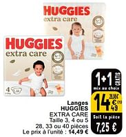 Promotions Langes huggies extra care - Huggies - Valide de 25/06/2024 à 08/07/2025 chez Cora