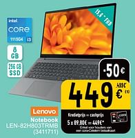 Promoties Lenovo notebook len-82h803trmb - Lenovo - Geldig van 25/06/2024 tot 08/07/2025 bij Cora