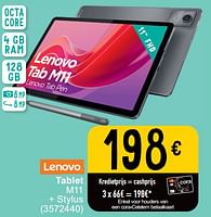Promoties Lenovo tablet m11 + stylus - Lenovo - Geldig van 25/06/2024 tot 08/07/2025 bij Cora