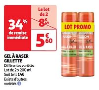 Promotions Gel à raser gillette - Gillette - Valide de 25/06/2024 à 01/07/2024 chez Auchan Ronq