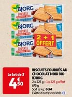 Promotions Biscuits fourrés au chocolat noir bio bjorg - Bjorg - Valide de 25/06/2024 à 30/06/2024 chez Auchan Ronq