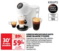 Krups espresso nescafe dolce gusto genio s blanche yy5215fd-Krups