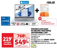 Portable asus s1605 pa-mb149w+ pack office 365 personnel 1 an-Asus