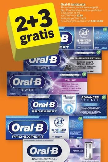 Promotions Oral-b tandpasta 3d white advanced luxe perfection - Oral-B - Valide de 24/06/2024 à 30/06/2024 chez Albert Heijn