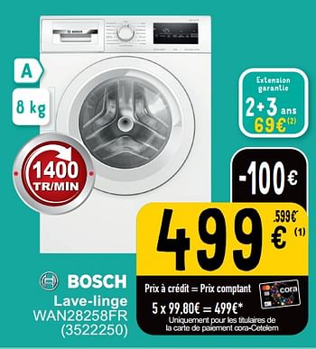 Promotions Bosch lave-linge wan28258fr - Bosch - Valide de 25/06/2024 à 08/07/2025 chez Cora