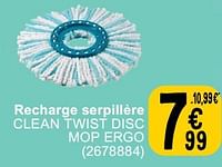 Promotions Recharge serpillère clean twist disc mop ergo - Leifheit - Valide de 25/06/2024 à 08/07/2025 chez Cora