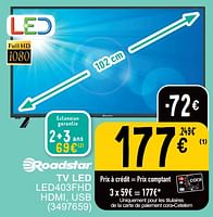 Promotions Roadstar tv led led403fhd - Roadstar - Valide de 25/06/2024 à 08/07/2025 chez Cora