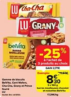 Promotions Barres moelleuses chocolat et noisettes belvita - Lu - Valide de 26/06/2024 à 02/07/2024 chez Carrefour