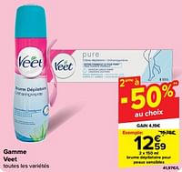 Promotions Brume dépilatoire pour peaux sensibles - Veet - Valide de 26/06/2024 à 02/07/2024 chez Carrefour