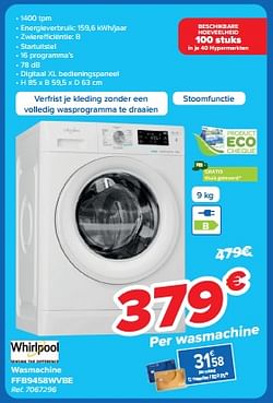 Whirlpool wasmachine ffb9458wvbe