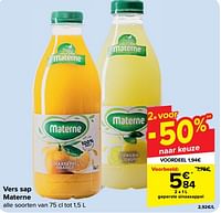 Promoties Vers sap Geperste sinaasappel - Materne - Geldig van 26/06/2024 tot 08/07/2024 bij Carrefour