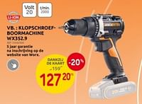 Promoties Worx klopschroef-boormachine wa352.9 - Worx - Geldig van 26/06/2024 tot 15/07/2024 bij Brico