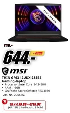 Msi thin gf63 12udx-285be gaming-laptop