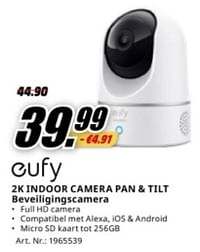 Eufy 2k indoor camera pan + tilt beveiligingscamera-Eufy