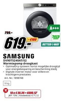 Samsung dv90t5240at-s2 warmtepomp droogkast